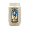 Veilleuse blanche 3 jours avec image vitrail de saint, hauteur 9,7 cm Ø 5.8 cm..