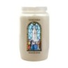 Veilleuse blanche 3 jours avec image vitrail de saint, hauteur 9,7 cm Ø 5.8 cm..