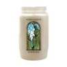 Veilleuse blanche 3 jours avec image vitrail de saint, hauteur 9,7 cm Ø 5.8 cm..