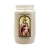 Veilleuse blanche 3 jours avec image vitrail de saint, hauteur 9,7 cm Ø 5.8 cm..