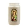 Veilleuse blanche 3 jours avec image vitrail de saint, hauteur 9,7 cm Ø 5.8 cm..