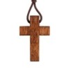 Croix de cou en bois de couleur H. 3 cm avec cordon 70 cm..