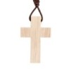 Croix de cou en bois de couleur H. 3 cm avec cordon 70 cm..