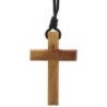 Croix de cou en bois de communion avec cordon noir 7x4.5 cm.