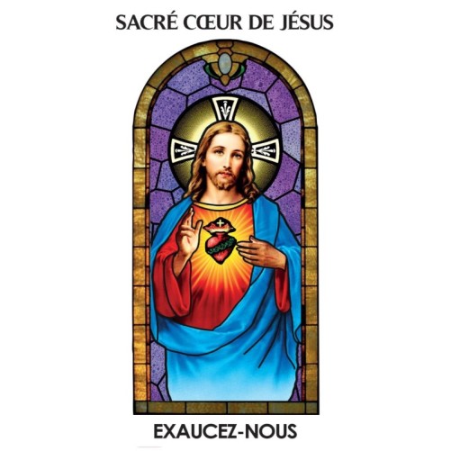Autocollant Transparent "vitrail" sans prière de saint H. 6 x 3,6 cm pour bougie 3 jours