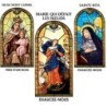Autocollant Transparent vitrail de saint avec priere H. 10.5 x 6.5 cm pour bougie de neuvaine..