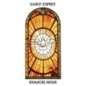 Autocollant Transparent vitrail de saint avec priere H. 10.5 x 6.5 cm pour bougie de neuvaine..