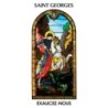 Autocollant Transparent vitrail de saint avec priere H. 10.5 x 6.5 cm pour bougie de neuvaine..