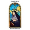 Autocollant Transparent vitrail de saint avec priere H. 10.5 x 6.5 cm pour bougie de neuvaine..