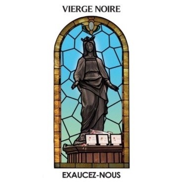Autocollant Transparent vitrail de saint avec priere H. 10.5 x 6.5 cm pour bougie de neuvaine..