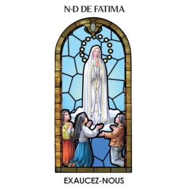 Autocollant Transparent vitrail de saint avec priere H. 10.5 x 6.5 cm pour bougie de neuvaine..