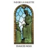 Autocollant Transparent vitrail de saint avec priere H. 10.5 x 6.5 cm pour bougie de neuvaine..