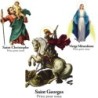 Autocollant Transparent detoure de saint avec priere H. 10.5 x 6.5 cm pour bougie de neuvaine..