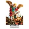 Autocollant Transparent detoure de saint avec priere H. 10.5 x 6.5 cm pour bougie de neuvaine..