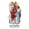 Autocollant Transparent detoure de saint avec priere H. 10.5 x 6.5 cm pour bougie de neuvaine..