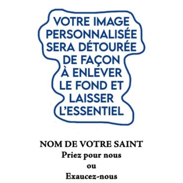 Autocollant Transparent detoure de saint avec priere H. 10.5 x 6.5 cm pour bougie de neuvaine..