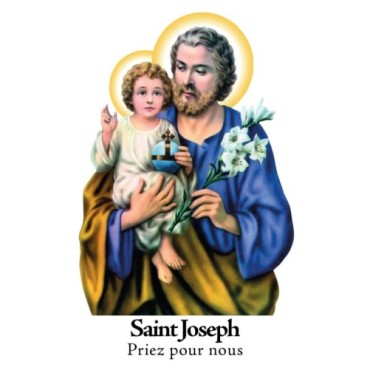 Autocollant Transparent detoure de saint avec priere H. 10.5 x 6.5 cm pour bougie de neuvaine..