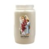 Veilleuse blanche 3 jours avec autocollant détouré de saint h. 9,7 cm, 5,8 cm.