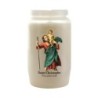 Veilleuse blanche 3 jours avec autocollant détouré de saint h. 9,7 cm, 5,8 cm.