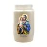 Veilleuse blanche 3 jours avec autocollant détouré de saint h. 9,7 cm, 5,8 cm.