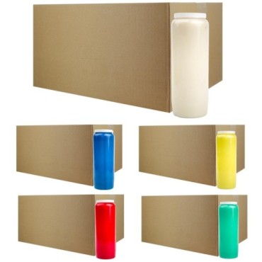 Bougie de neuvaine duree 9 jours 100% vegetal, hauteur 18 cm Ø 6,5 cm. VENDUE PAR CARTON DE 20 BOUGIES.