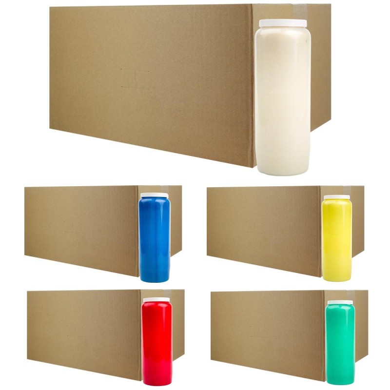 Bougie de neuvaine duree 9 jours 100% vegetal, hauteur 18 cm Ø 6,5 cm. VENDUE PAR CARTON DE 20 BOUGIES.