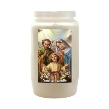 Veilleuse blanche 3 jours avec image classique de saint, hauteur 9,5 cm Ø 5.5 cm..