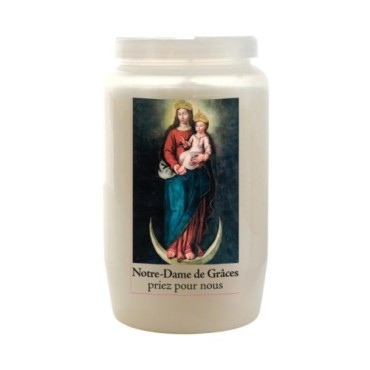 Veilleuse blanche 3 jours avec image classique de saint, hauteur 9,5 cm Ø 5.5 cm..