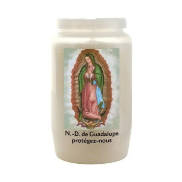 Veilleuse blanche 3 jours avec image classique de saint, hauteur 9,5 cm Ø 5.5 cm..