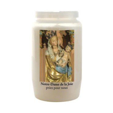 Veilleuse blanche 3 jours avec image classique de saint, hauteur 9,5 cm Ø 5.5 cm..
