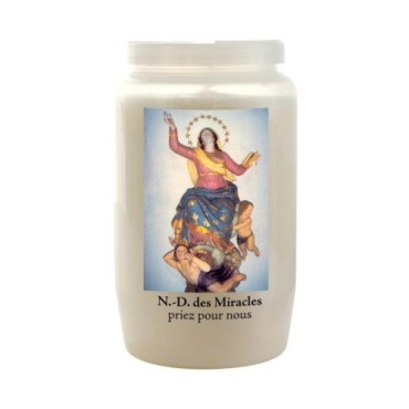 Veilleuse blanche 3 jours avec image classique de saint, hauteur 9,5 cm Ø 5.5 cm..