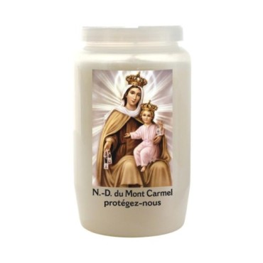 Veilleuse blanche 3 jours avec image classique de saint, hauteur 9,5 cm Ø 5.5 cm..