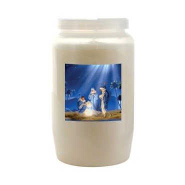 Veilleuse blanche 3 jours avec image classique de saint, hauteur 9,5 cm Ø 5.5 cm..