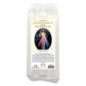 Lot de 5 petites bougies de priere teintees dans la masse representant differents saints. Hauteur : 15 cm, Diametre : 1,5 cm..