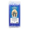 Lot de 5 petites bougies de priere teintees dans la masse representant differents saints. Hauteur : 15 cm, Diametre : 1,5 cm..