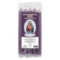 Lot de 5 petites bougies de priere teintees dans la masse representant differents saints. Hauteur : 15 cm, Diametre : 1,5 cm..
