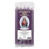 Lot de 5 petites bougies de priere teintees dans la masse representant differents saints. Hauteur : 15 cm, Diametre : 1,5 cm..