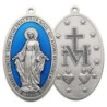 Médaille plaque de porte en métal et résine bleue de la Vierge Miraculeuse 10.5 cm.