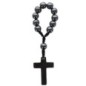 Dizainier sur corde avec grains ronds et croix en hématite Ø 7 mm..