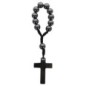 Dizainier sur corde avec grains ronds et croix en hématite Ø 7 mm..