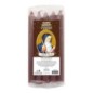 Lot de 5 petites bougies de priere teintees dans la masse representant differents saints. Hauteur : 15 cm, Diametre : 1,5 cm..