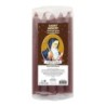 Lot de 5 petites bougies de priere teintees dans la masse representant differents saints. Hauteur : 15 cm, Diametre : 1,5 cm..