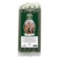 Lot de 5 petites bougies de priere teintees dans la masse representant differents saints. Hauteur : 15 cm, Diametre : 1,5 cm..