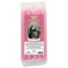 Lot de 5 petites bougies de priere teintees dans la masse representant differents saints. Hauteur : 15 cm, Diametre : 1,5 cm..