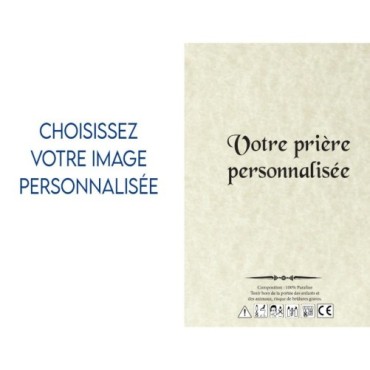 Autocollant BLANC avec prière H. 19 x 13 cm pour bougie.