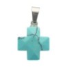 Croix de cou carree bombee en pierre naturelle ou synthetique, hauteur 1,60 cm Plusieurs modeles.
