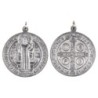 Medaille metal couleur argentee de saint Benoit, plusieurs tailles.