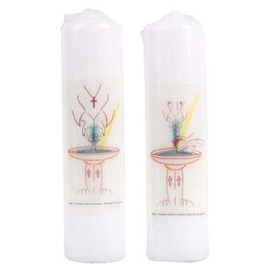 Bougie blanche pour le sacrement du bapteme Ø 5 cm H. 20 cm..