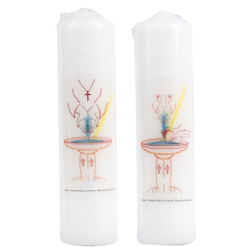 Bougie blanche pour le sacrement du bapteme Ø 5 cm H. 20 cm..