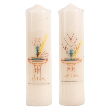 Bougie ivoire pour le sacrement du bapteme  Ø 5 cm H. 20 cm..